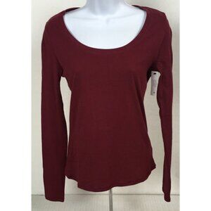 No Boundaries Top Women Size S Burgundy Long sleeve Tee Scoop Neckline New w Tag